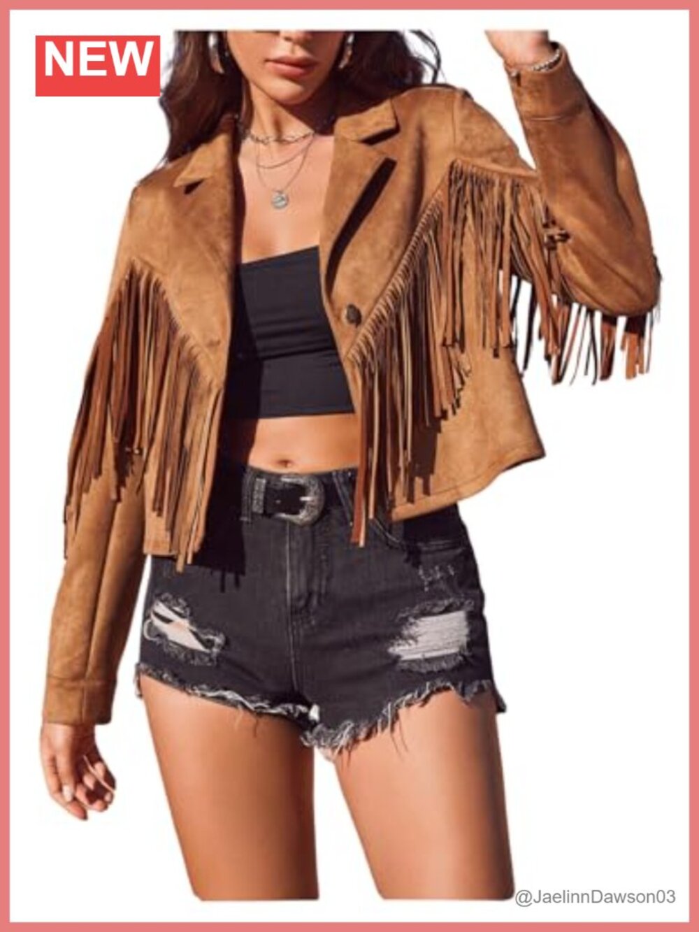 Faux Suede Fringe Open Front Cardigan Jacket Western Concert Outfit